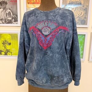🔵 Vintage 90s Blue Tie-Dye Tribal Southwestern Crewneck Sweatshirt🔵